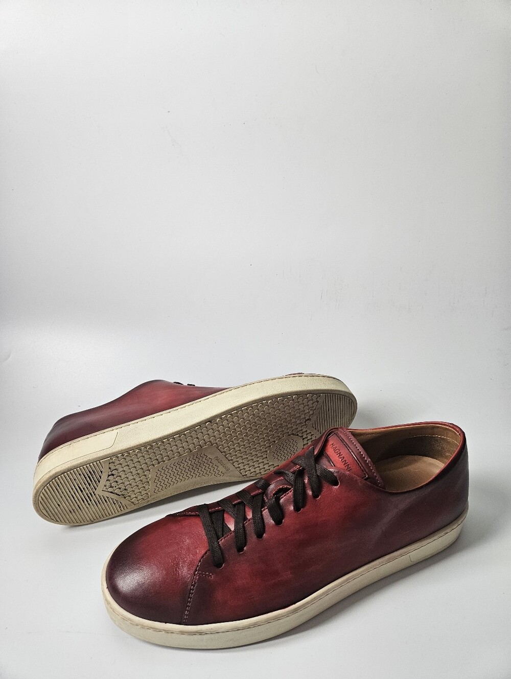 Magnanni Costa Men’s Sneakers Red Burgundy Lace Up LeatherSz 12M made in Spain